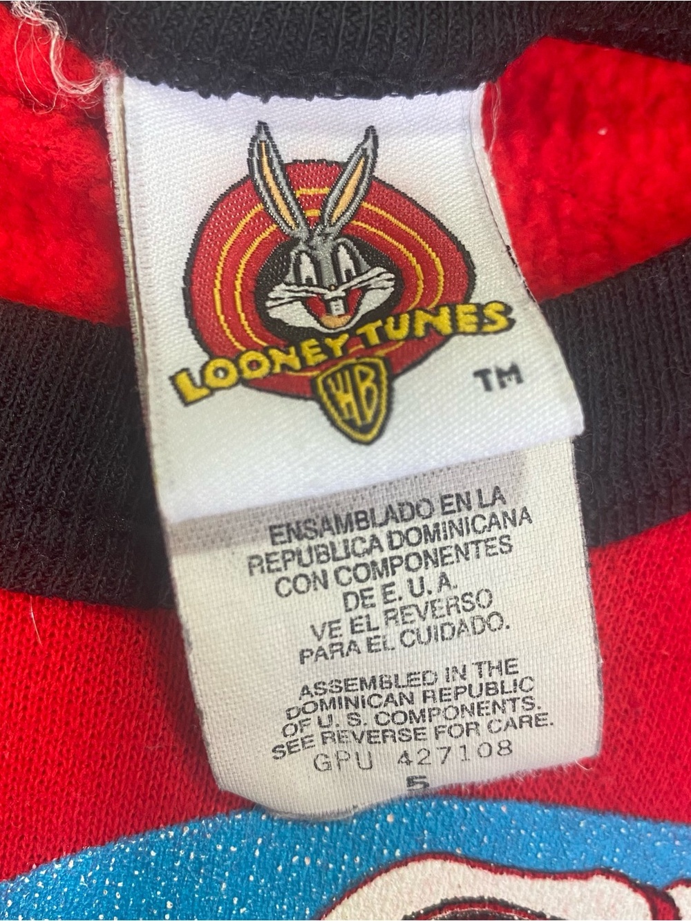 Vintage 90’s Looney Tunes Bugs Bunny Taz & Daffy Sweatshirt Size 5 - Picture 7 of 7